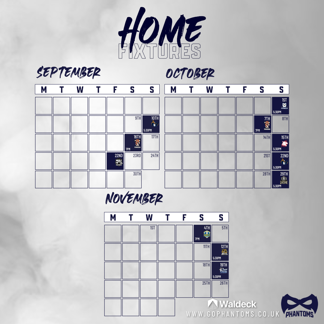 Sept - Nov Home Fixtures
